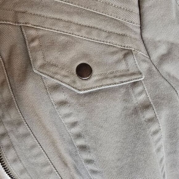 CACHE Women's Vintage Moto Jacket Zip Up Size 6 Beige Y2K - Picture 9 of 10